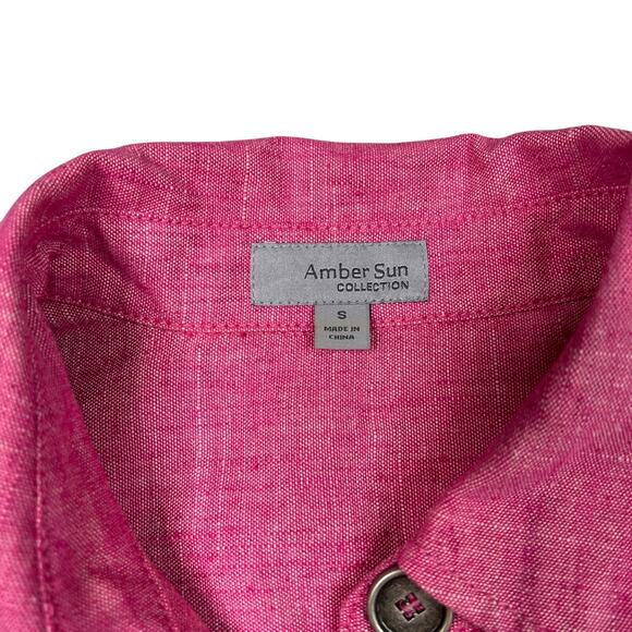 Amber Sun Collection Linen Lightweight Shirt Jacket Shacket Red Pink S Small - Picture 5 of 7